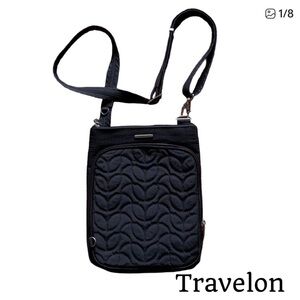 Travelon Anti-Theft Quilted Black Crossbody Travel Bag
